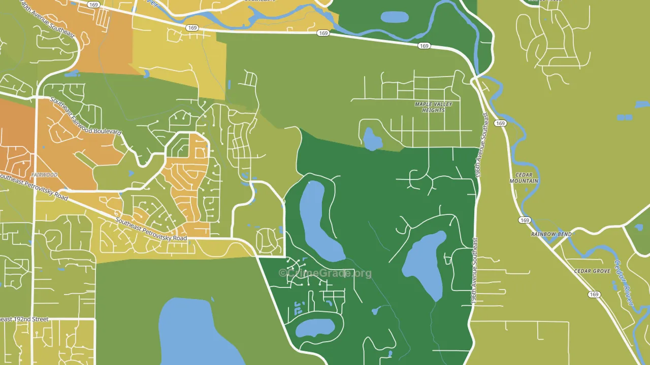 Maple Heights-Lake Desire, Renton, WA Map of Robbery Rates