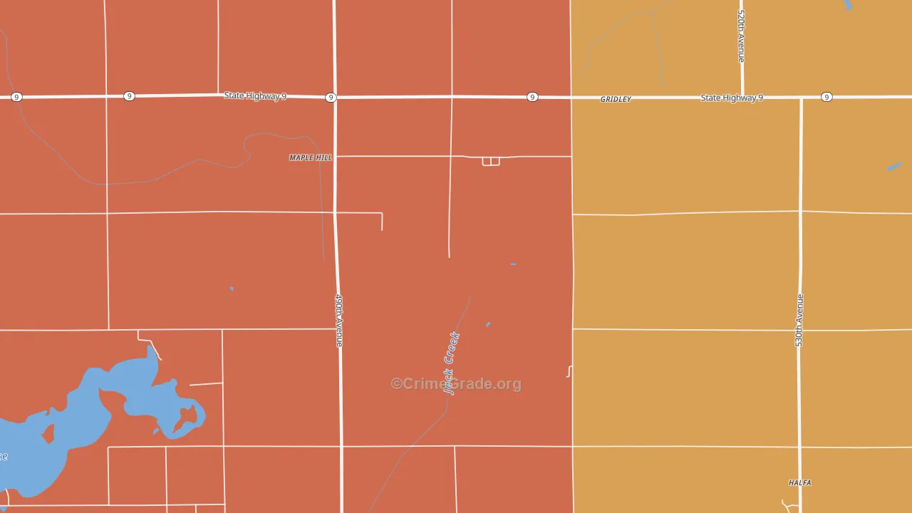 Maple Hill, IA Map of Robbery Rates