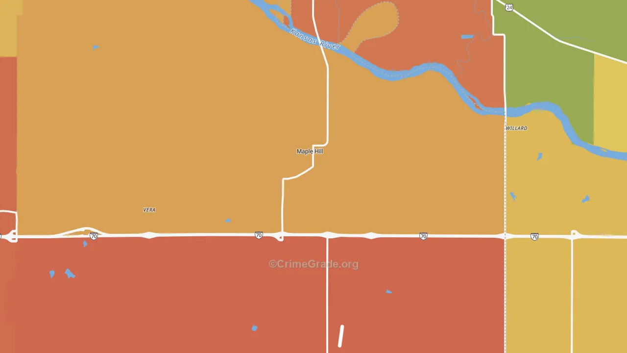 Maple Hill, KS Map of Robbery Rates