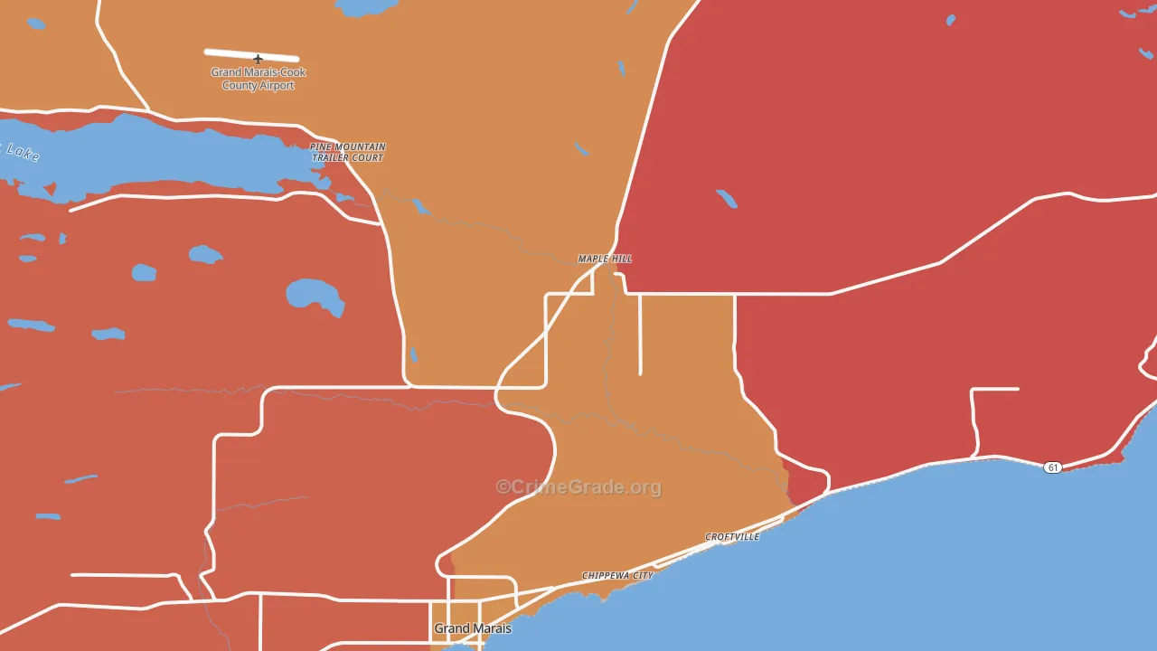 Maple Hill, MN Map of Robbery Rates