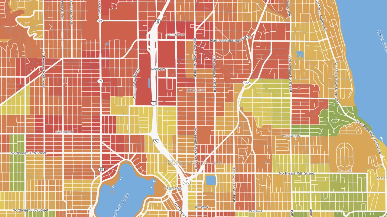 Maple Leaf, Seattle, WA Map of Robbery Rates
