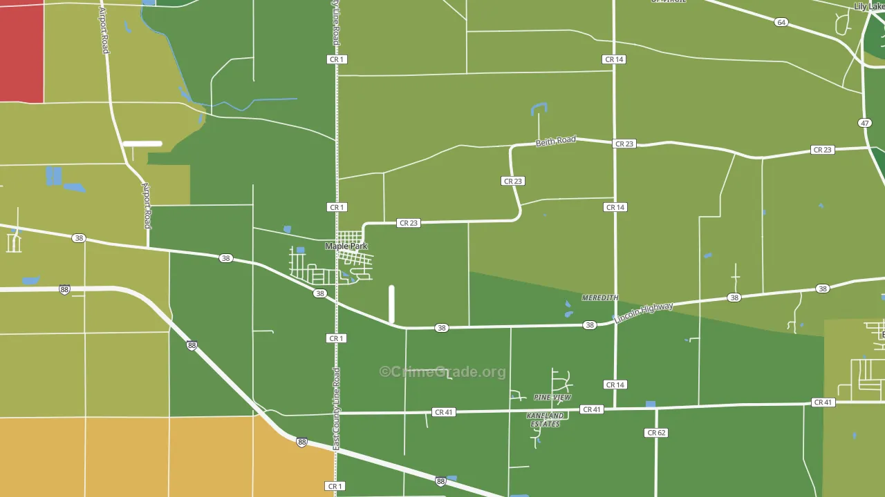 Maple Park, IL Map of Robbery Rates