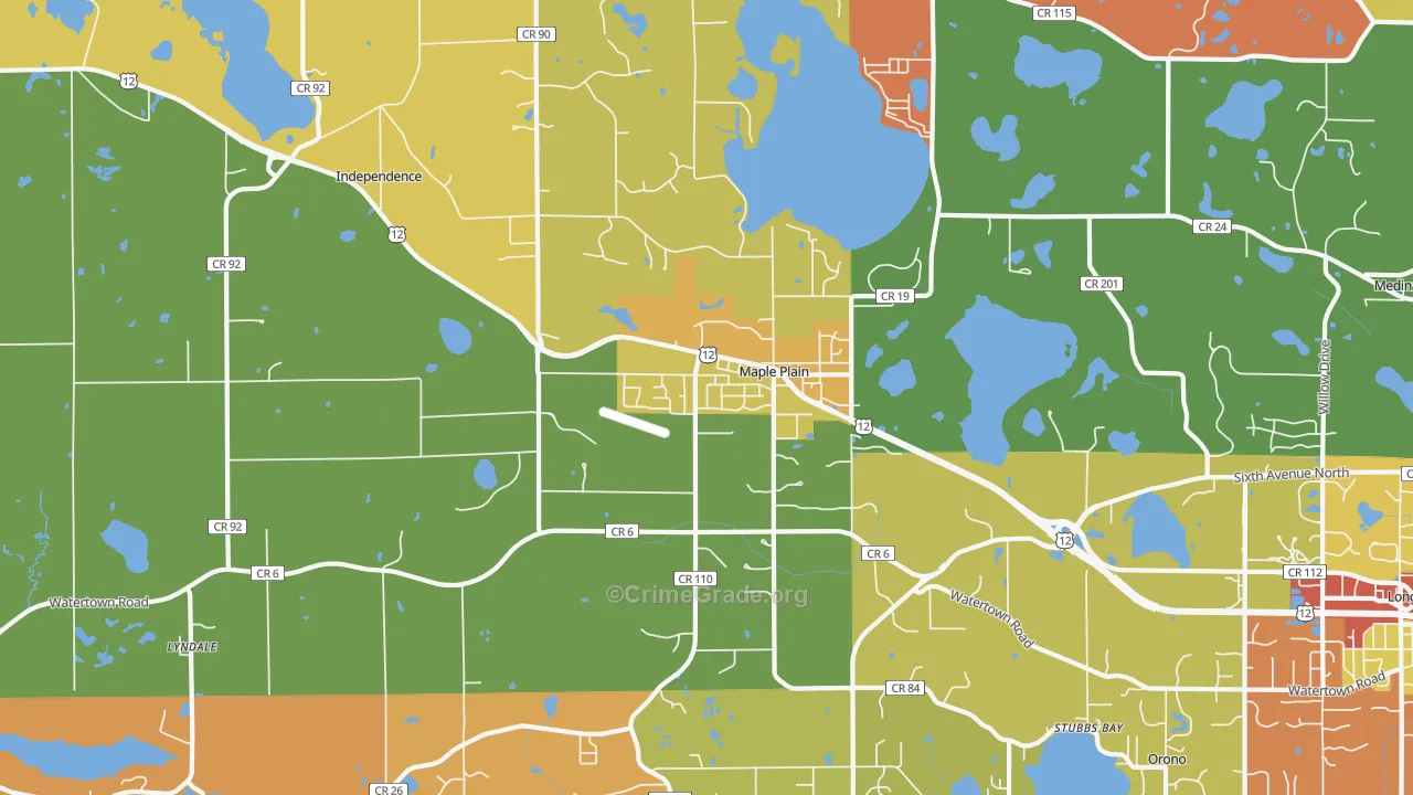 Maple Plain, MN Map of Robbery Rates