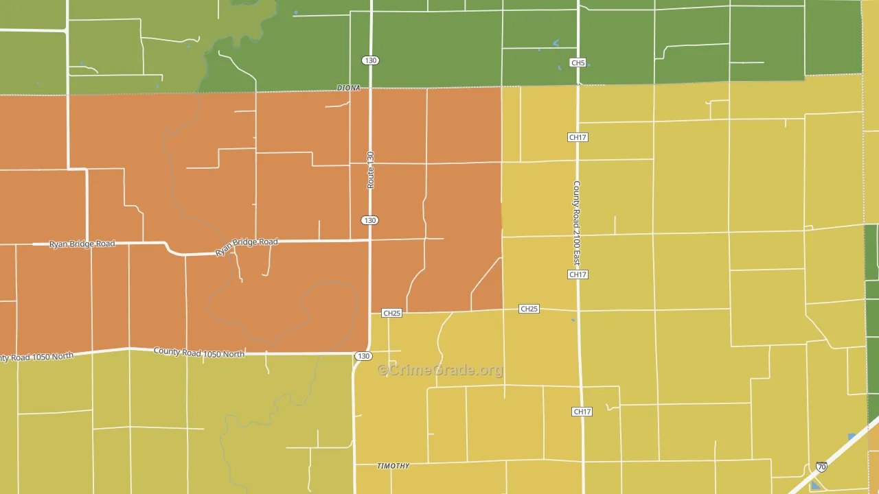 Maple Point, IL Map of Robbery Rates