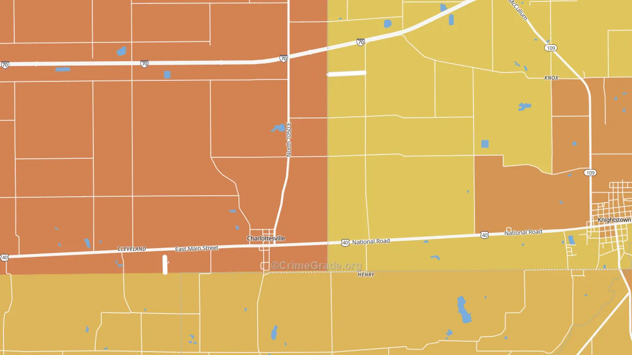 Maple Valley, IN Map of Robbery Rates