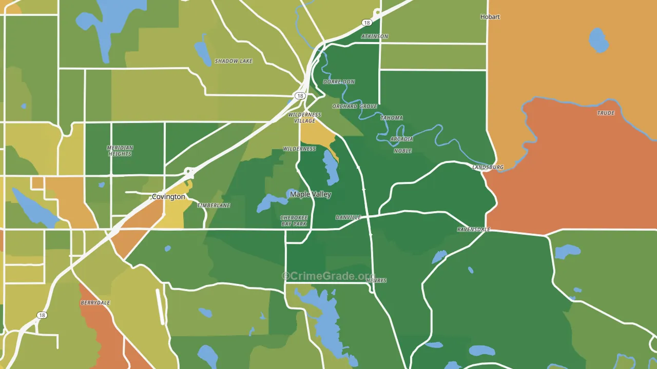 Maple Valley, WA Map of Robbery Rates