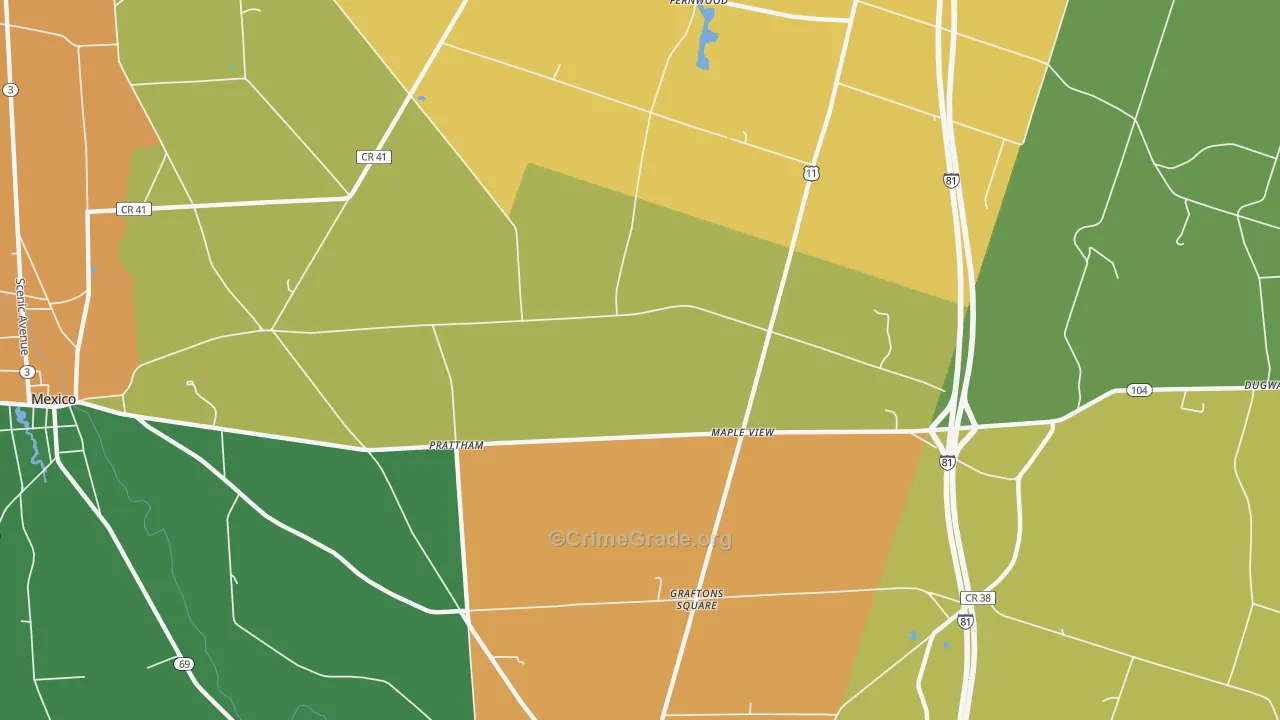 Maple View, NY Map of Robbery Rates
