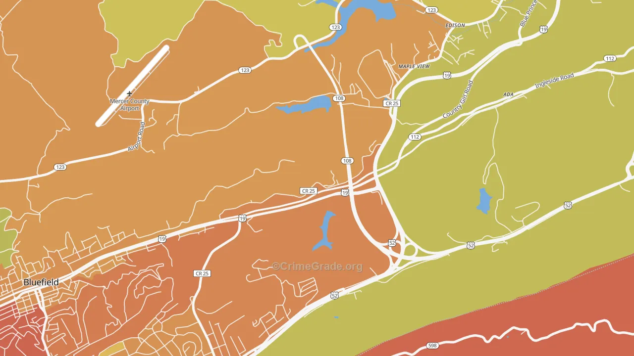 Maple View, WV Map of Robbery Rates