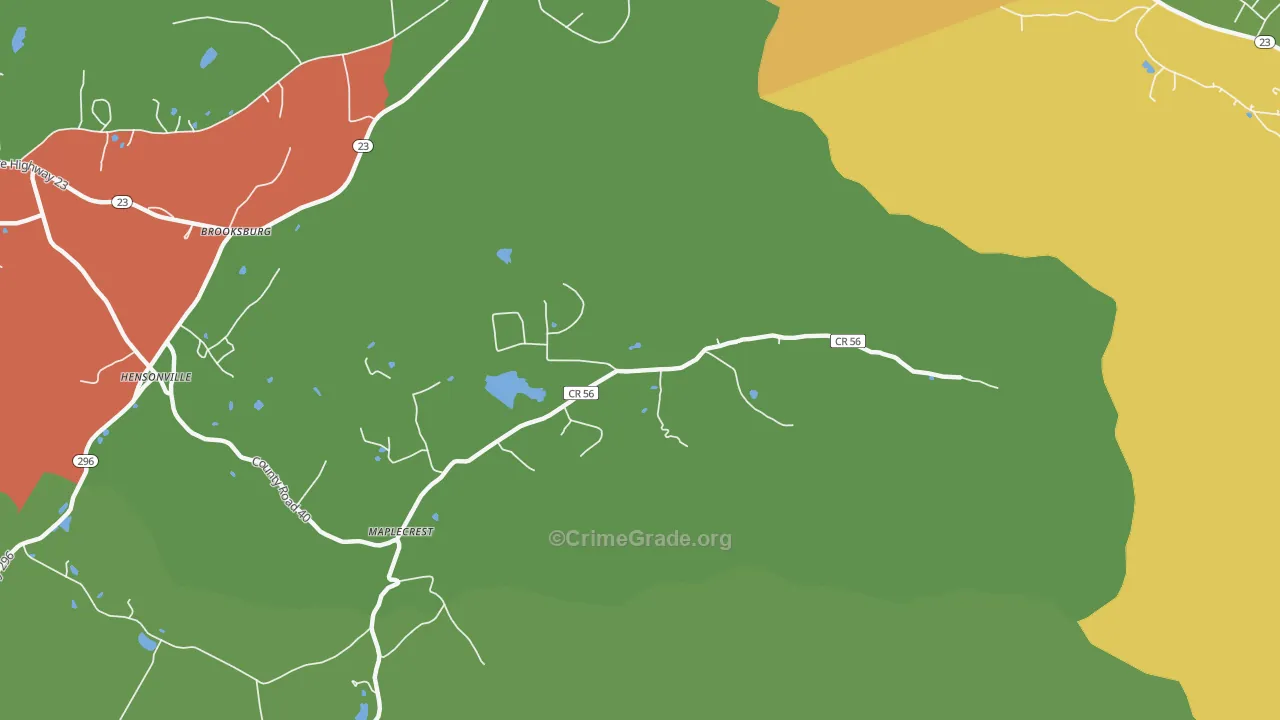 Maplecrest, NY Map of Robbery Rates