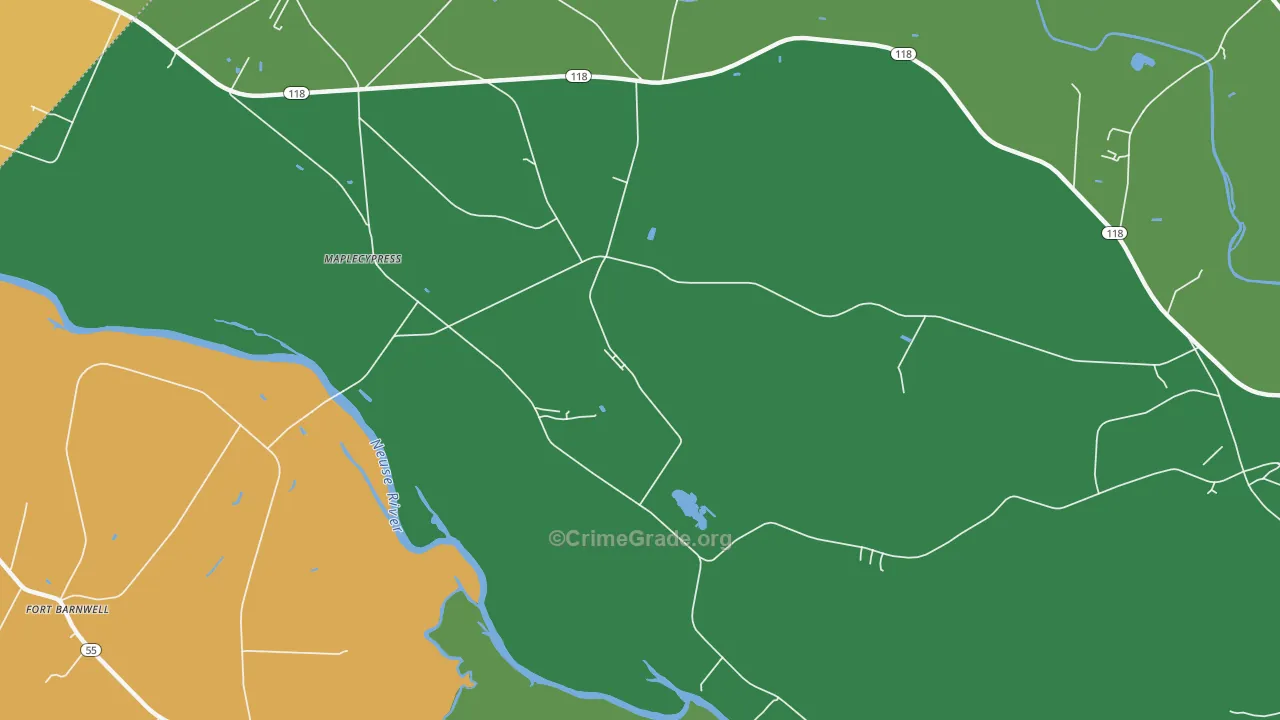 Maplecypress, NC Map of Robbery Rates