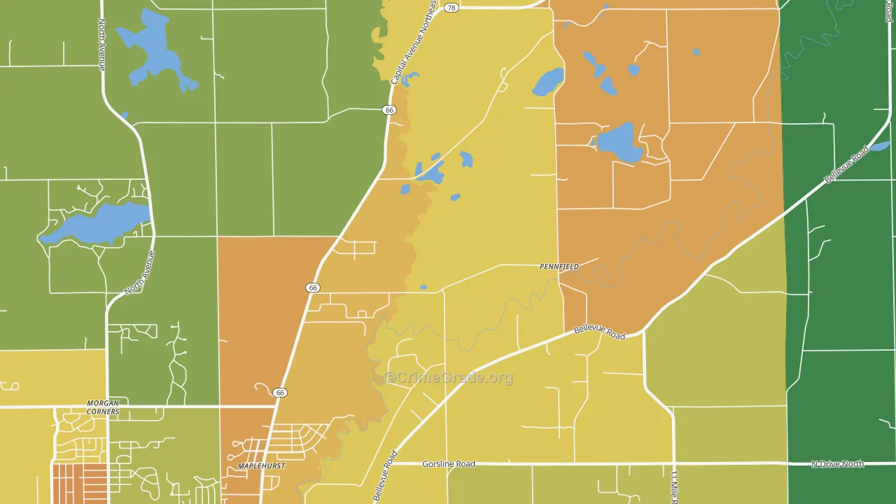 Maplehurst, MI Map of Robbery Rates