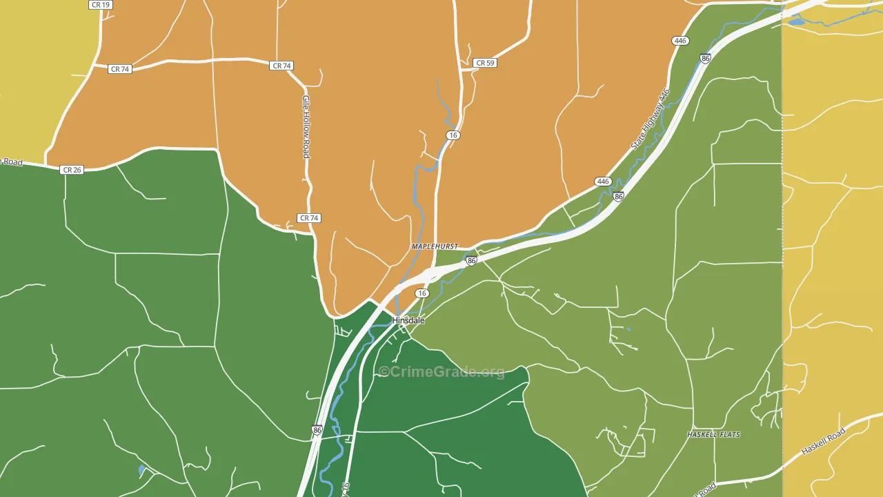 Maplehurst, NY Map of Robbery Rates