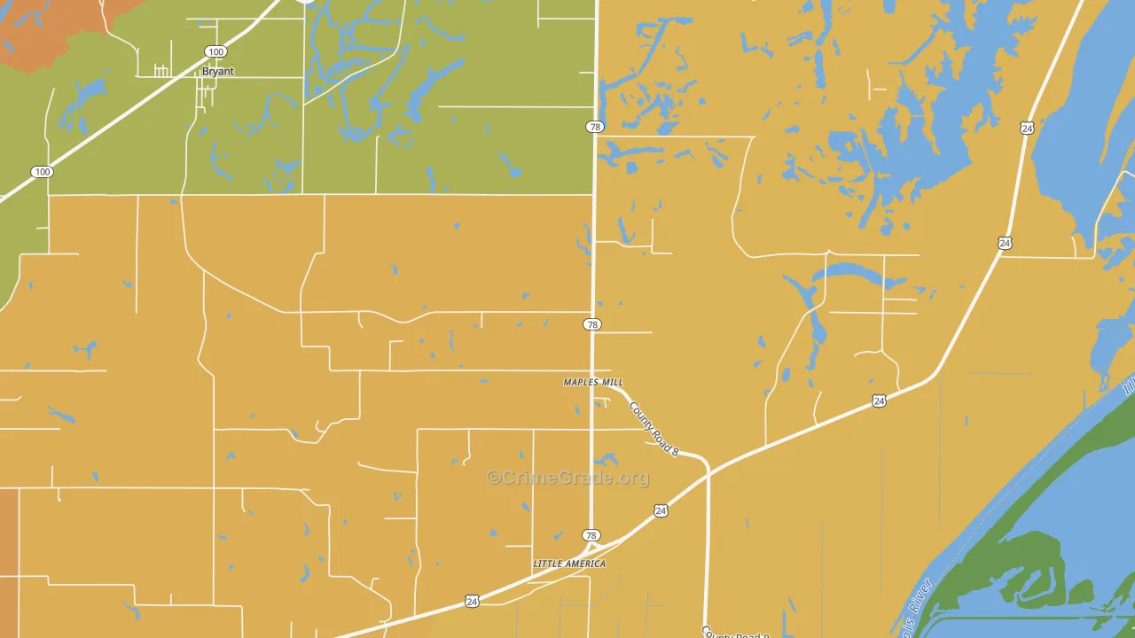 Maples Mill, IL Map of Robbery Rates