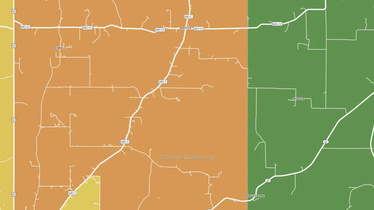 Maples, MO Map of Robbery Rates