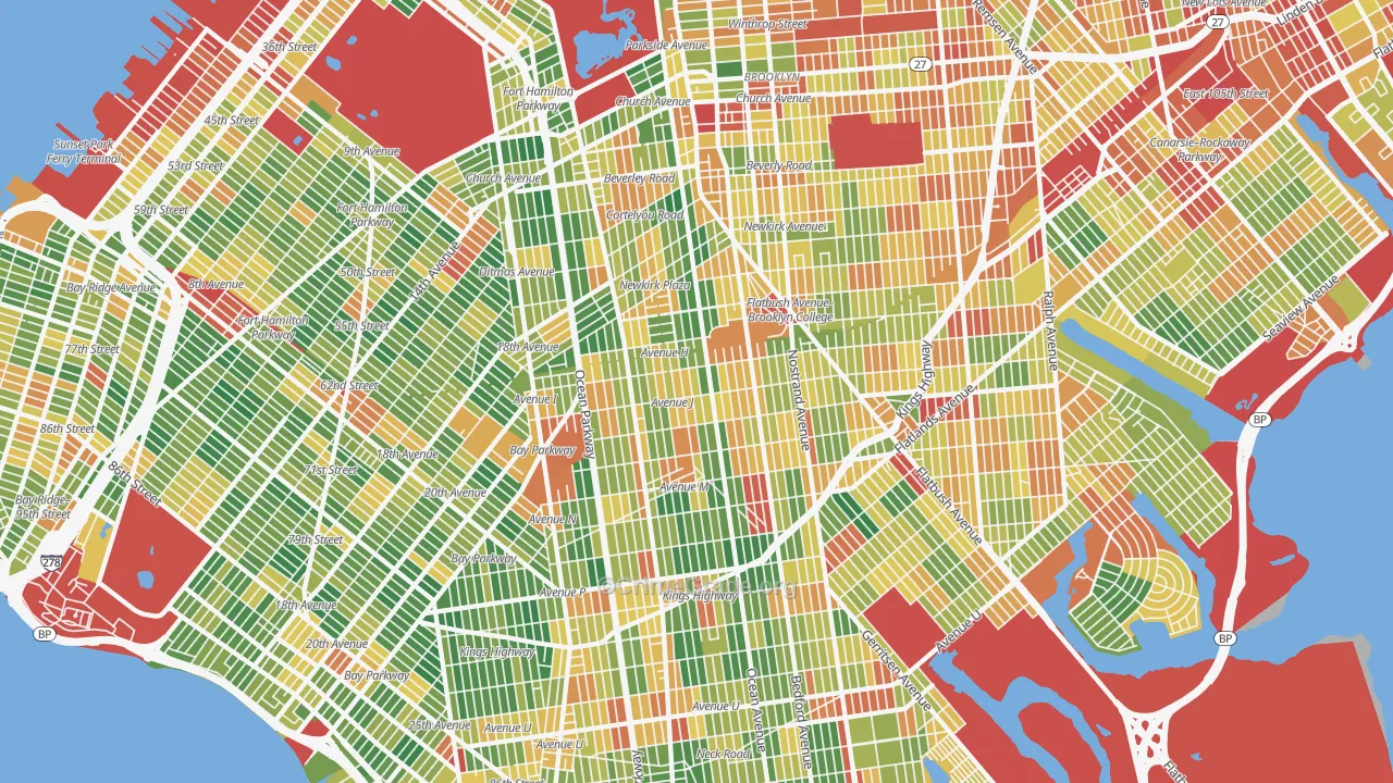 Mapleton-Flatlands, Brooklyn, NY Map of Robbery Rates