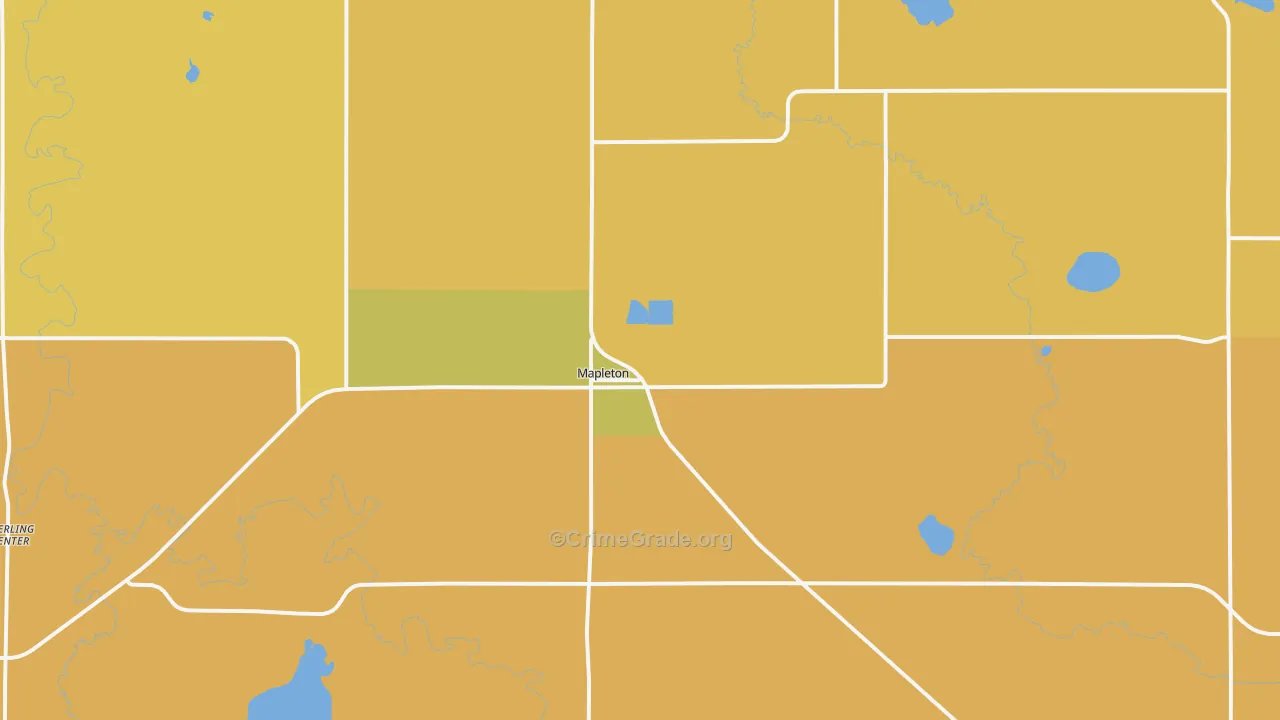 Mapleton, MN Map of Robbery Rates