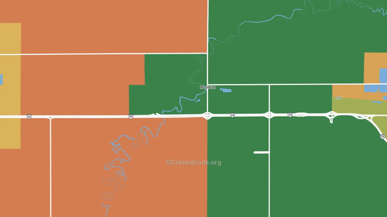 Mapleton, ND Map of Robbery Rates