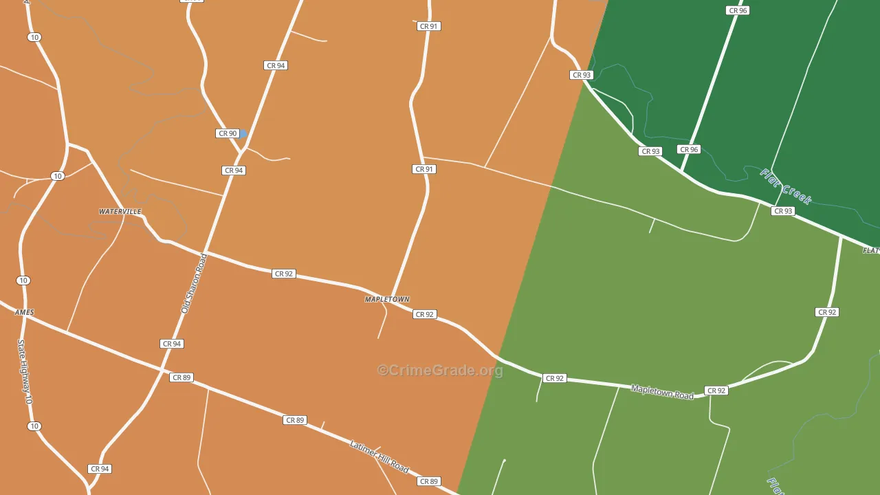 Mapletown, NY Map of Robbery Rates