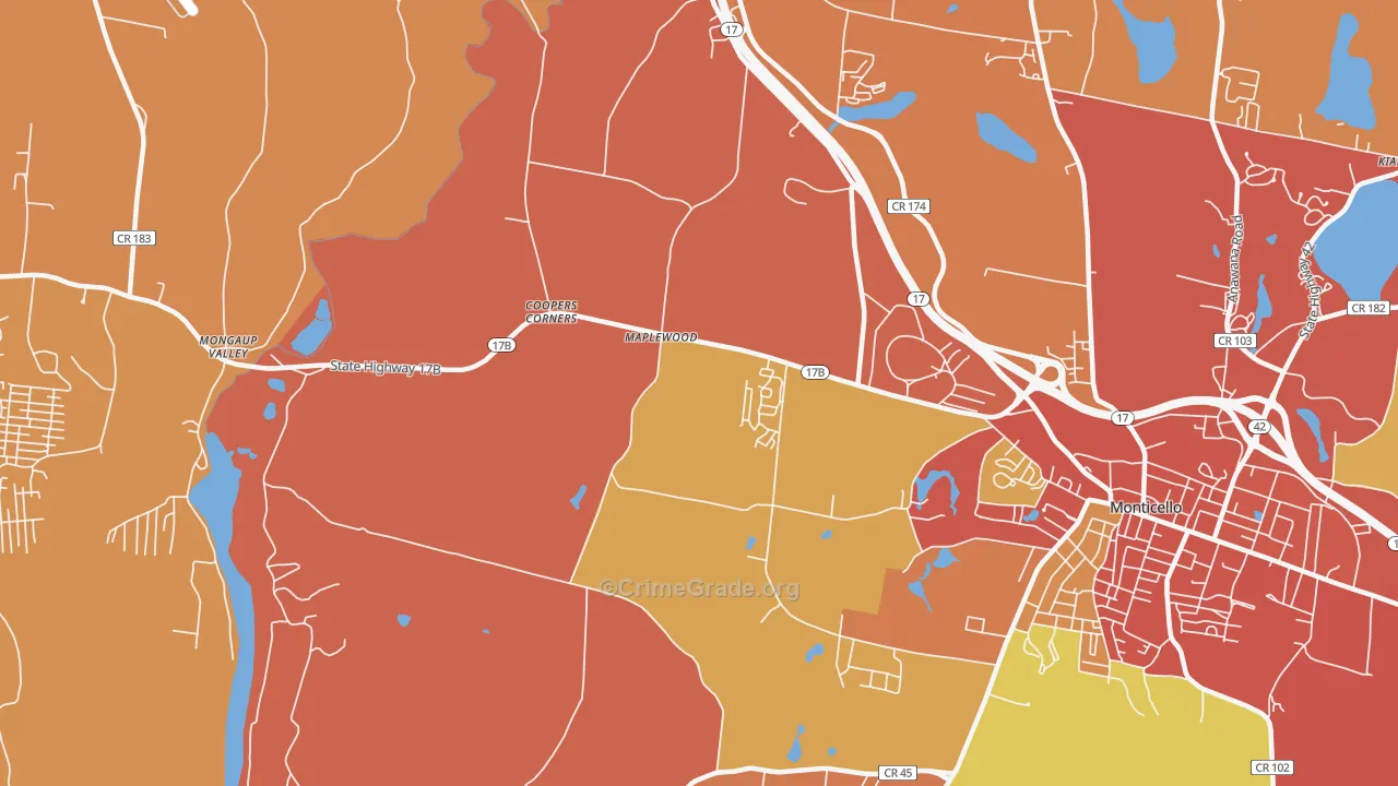 Maplewood, NY Map of Robbery Rates