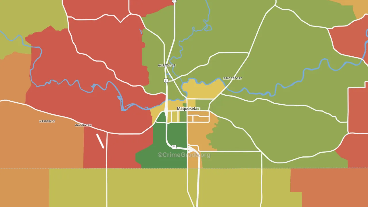 Maquoketa, IA Map of Robbery Rates