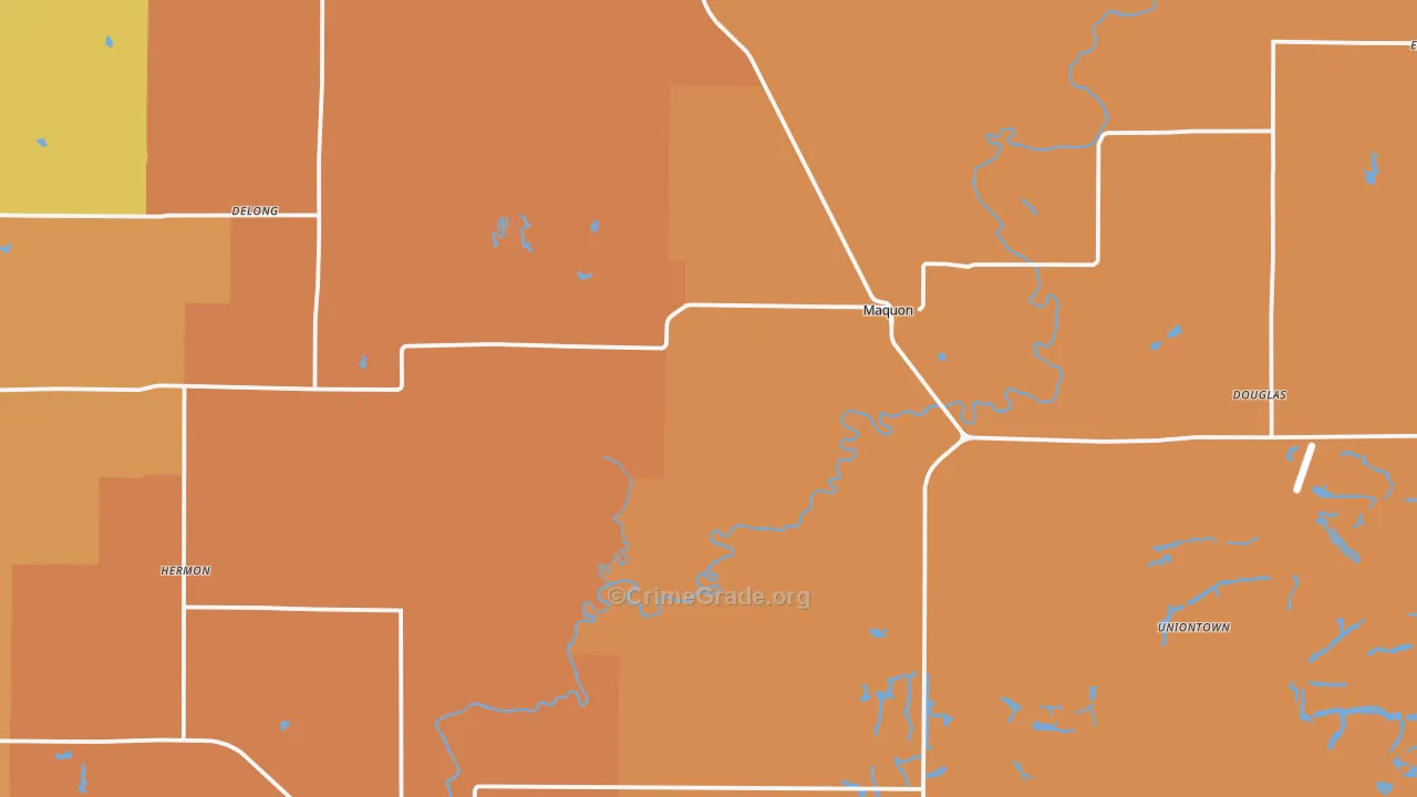 Maquon, IL Map of Robbery Rates