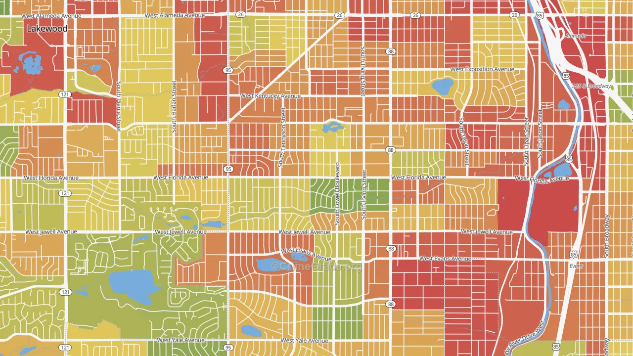 Mar Lee, Denver, CO Map of Robbery Rates