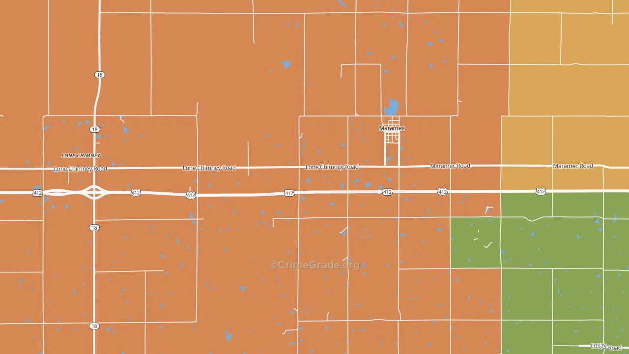 Maramec, OK Map of Robbery Rates