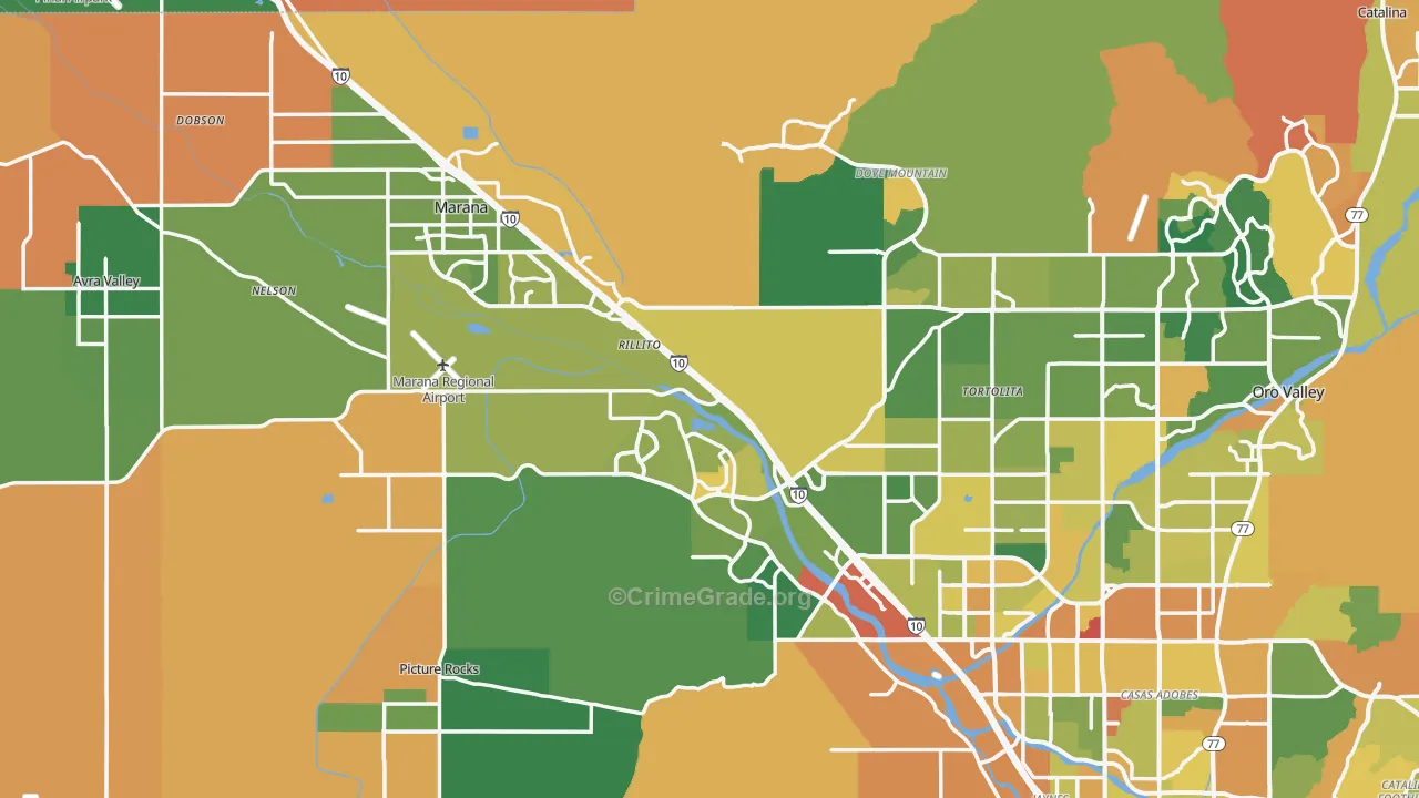 Marana, AZ Map of Robbery Rates