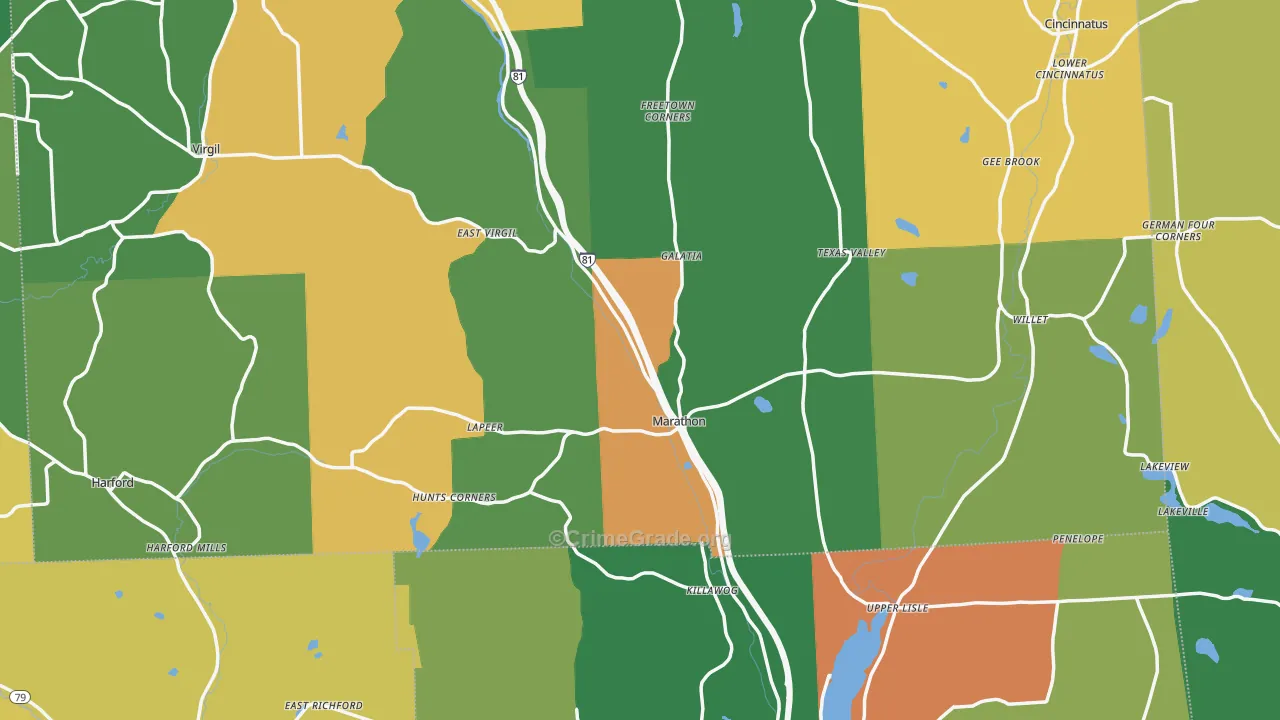 Marathon, NY Map of Robbery Rates