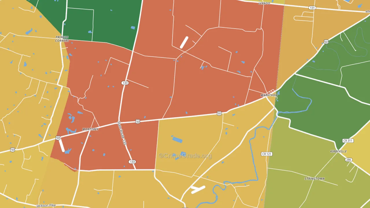 Marathon, OH Map of Robbery Rates