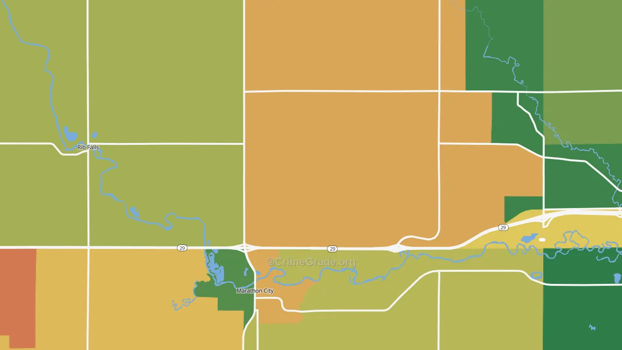 Marathon, WI Map of Robbery Rates