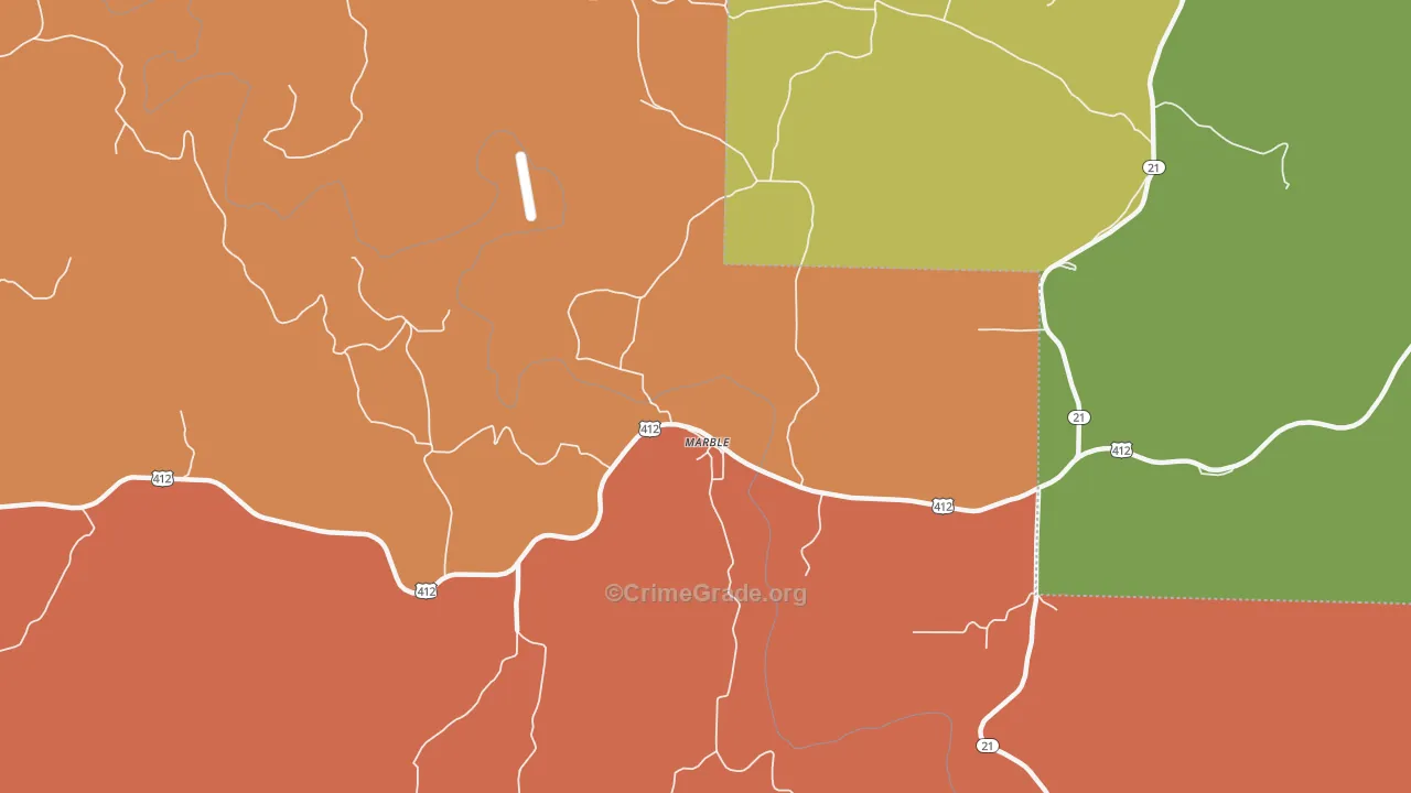 Marble, AR Map of Robbery Rates
