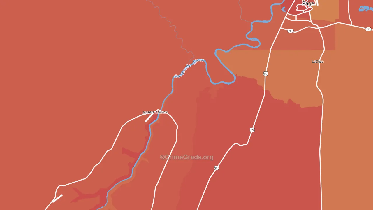 Marble Canyon, AZ Map of Robbery Rates