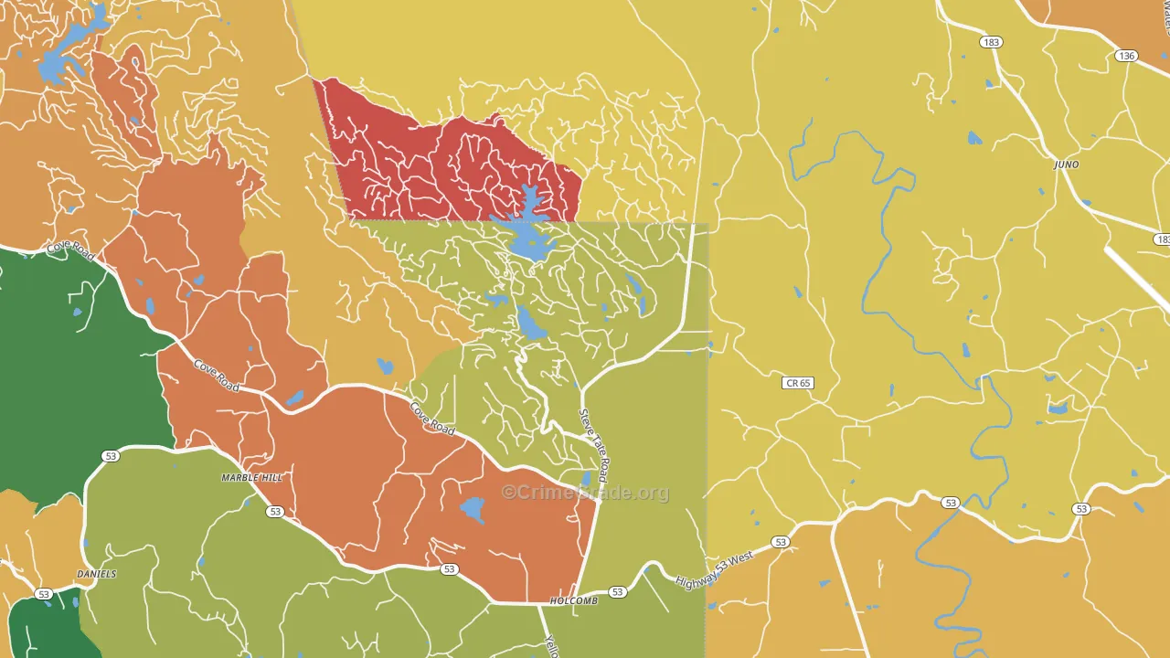 Marble Hill, GA Map of Robbery Rates