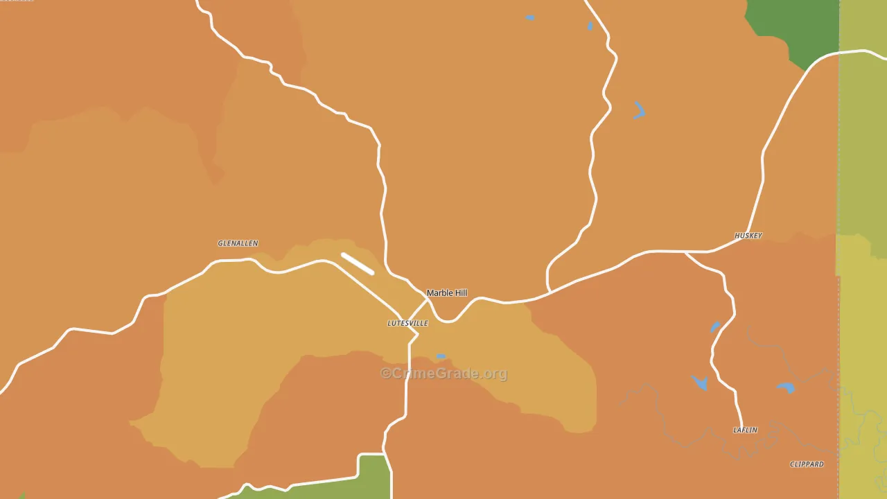 Marble Hill, MO Map of Robbery Rates