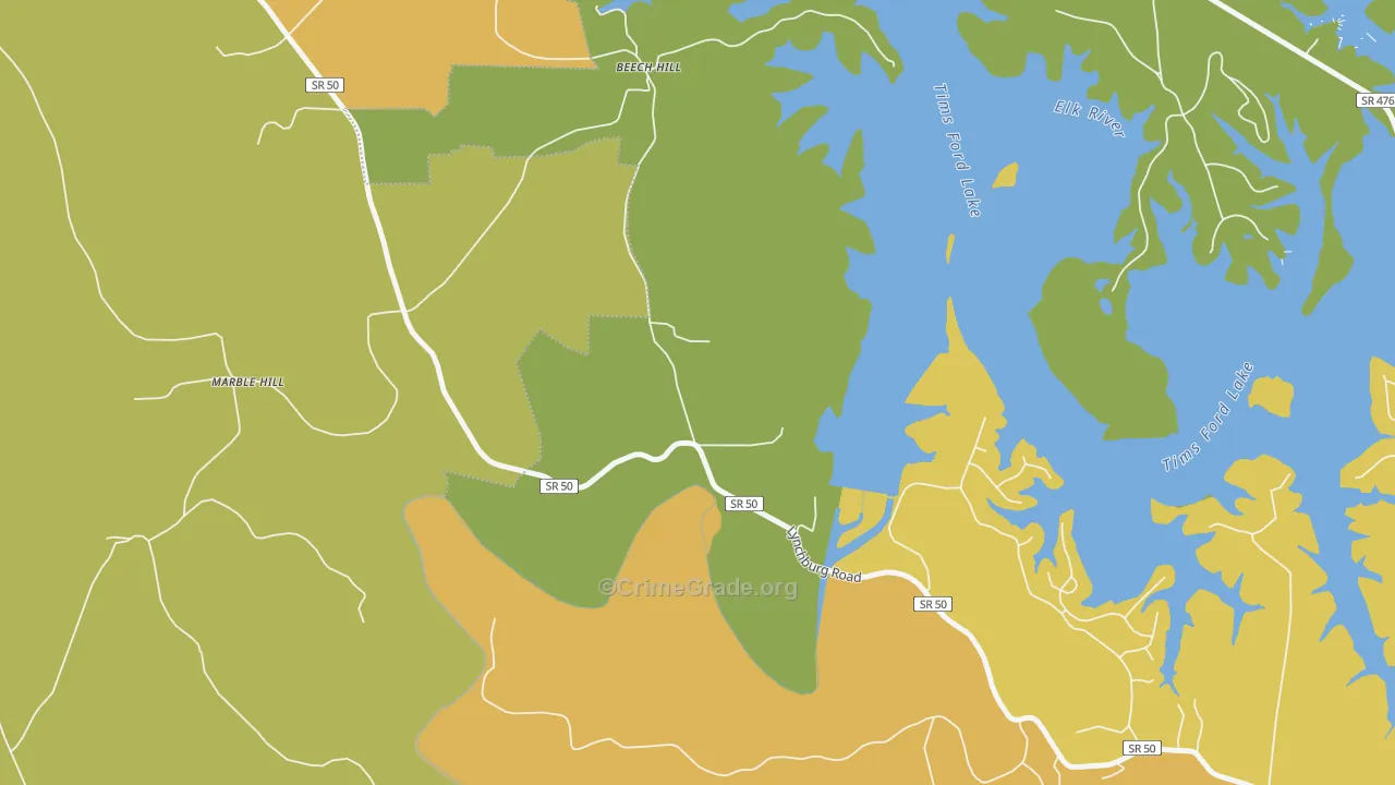 Marble Hill, TN Map of Robbery Rates