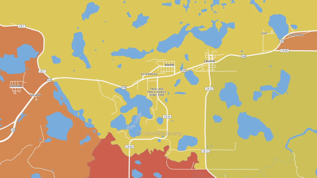 Marble, MN Map of Robbery Rates