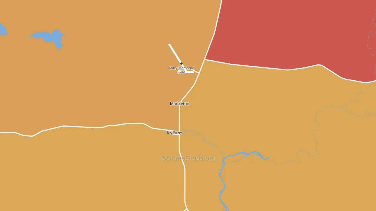 Marbleton, WY Map of Robbery Rates