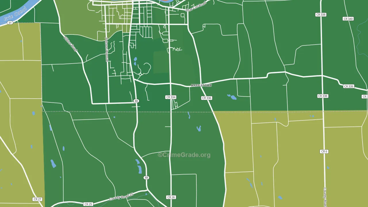 Marbletown, NY Map of Robbery Rates