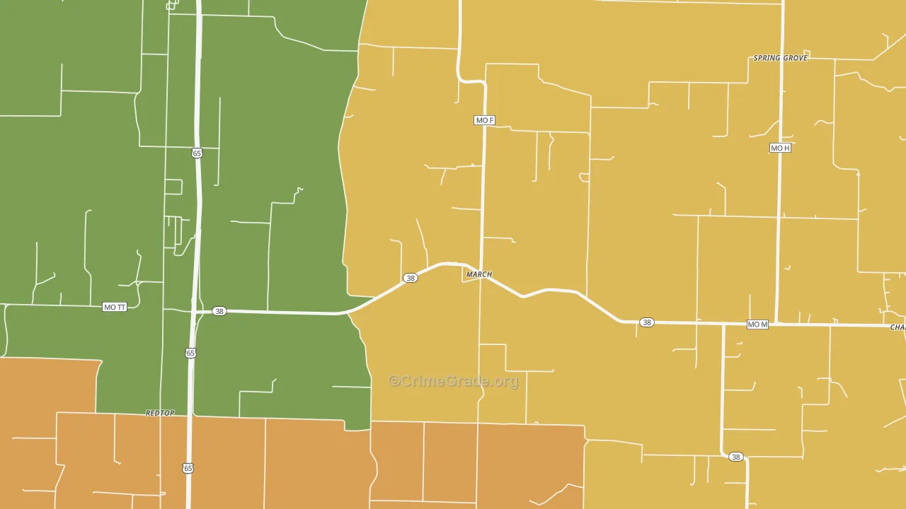 March, MO Map of Robbery Rates