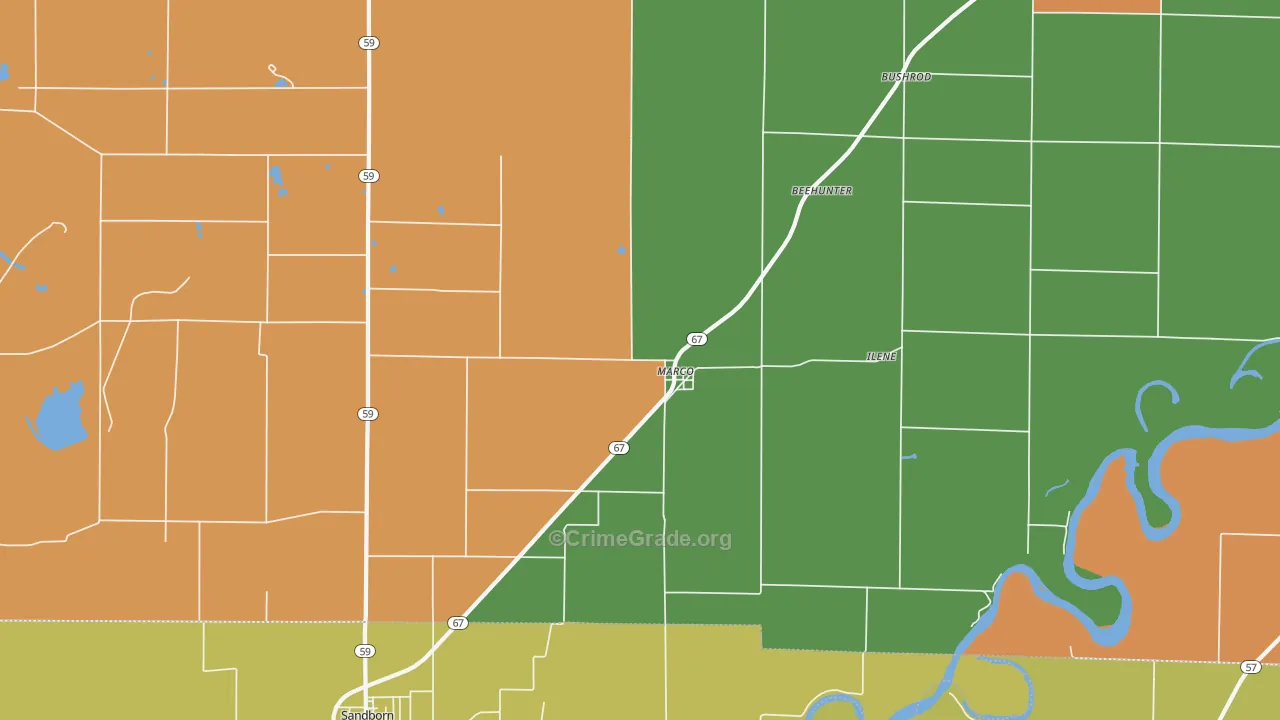 Marco, IN Map of Robbery Rates