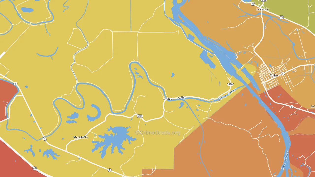 Marco, LA Map of Robbery Rates