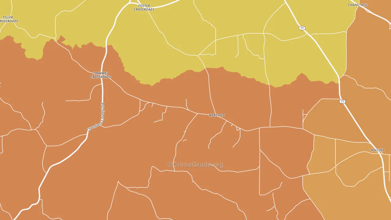 Marcoot, AL Map of Robbery Rates