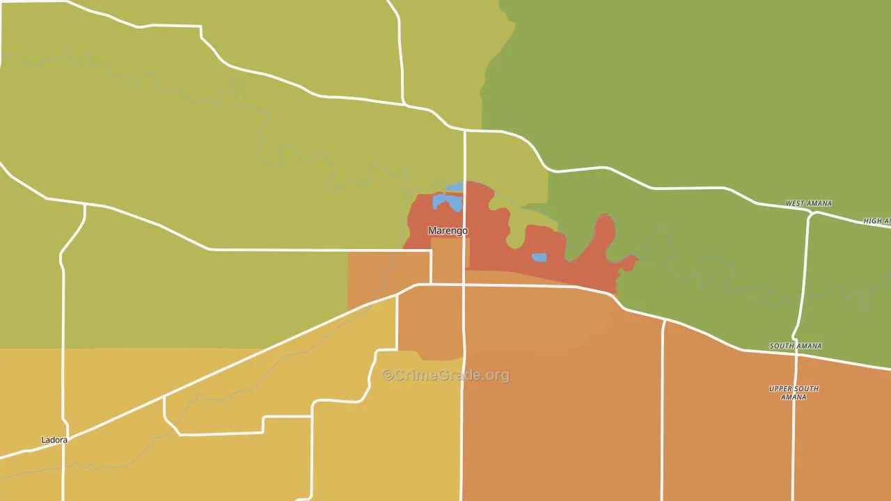 Marengo, IA Map of Robbery Rates