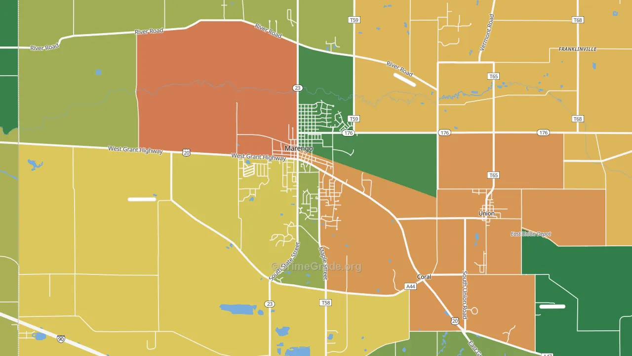 Marengo, IL Map of Robbery Rates