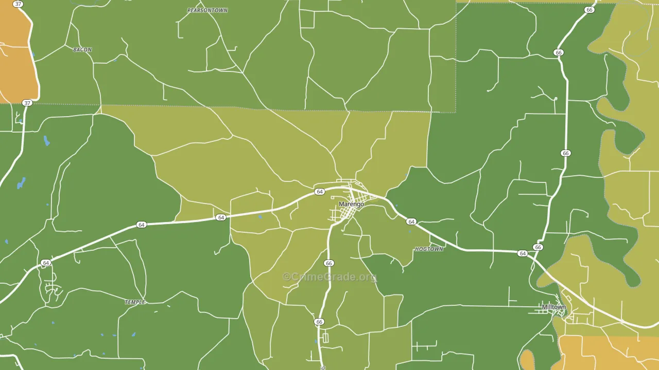 Marengo, IN Map of Robbery Rates