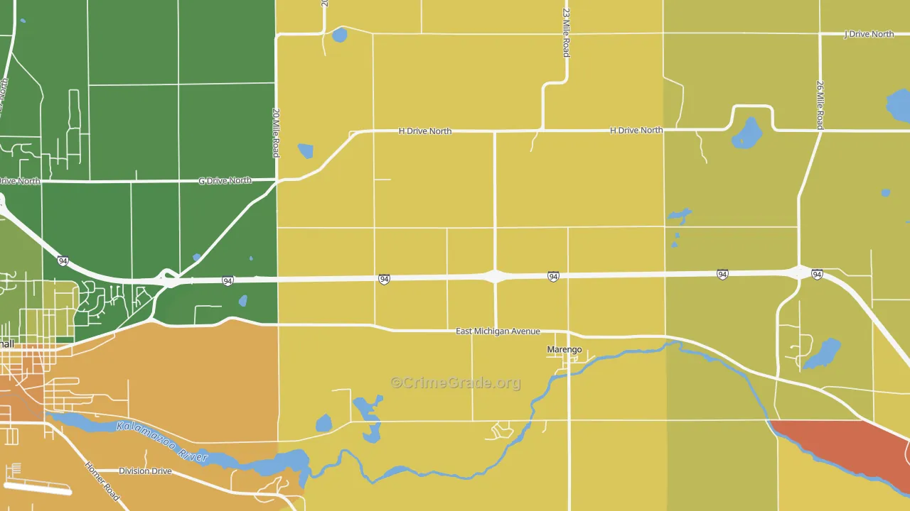 Marengo, MI Map of Robbery Rates