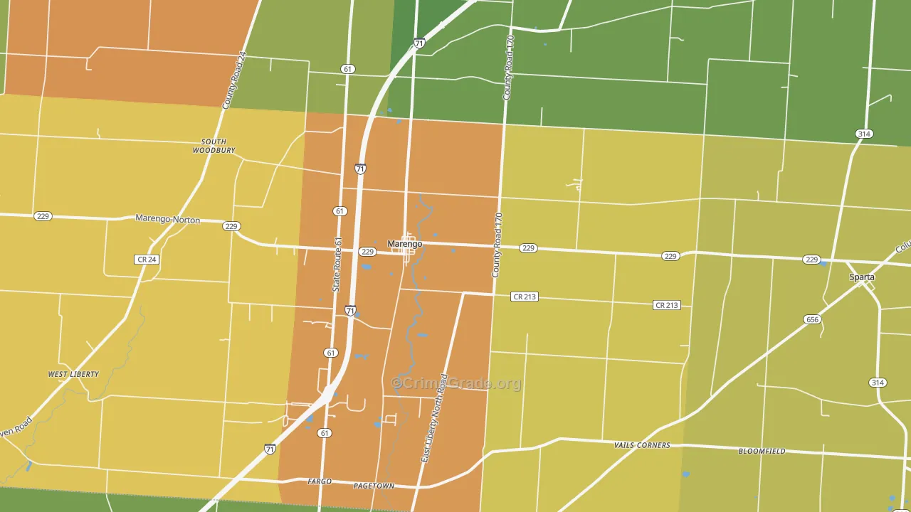 Marengo, OH Map of Robbery Rates