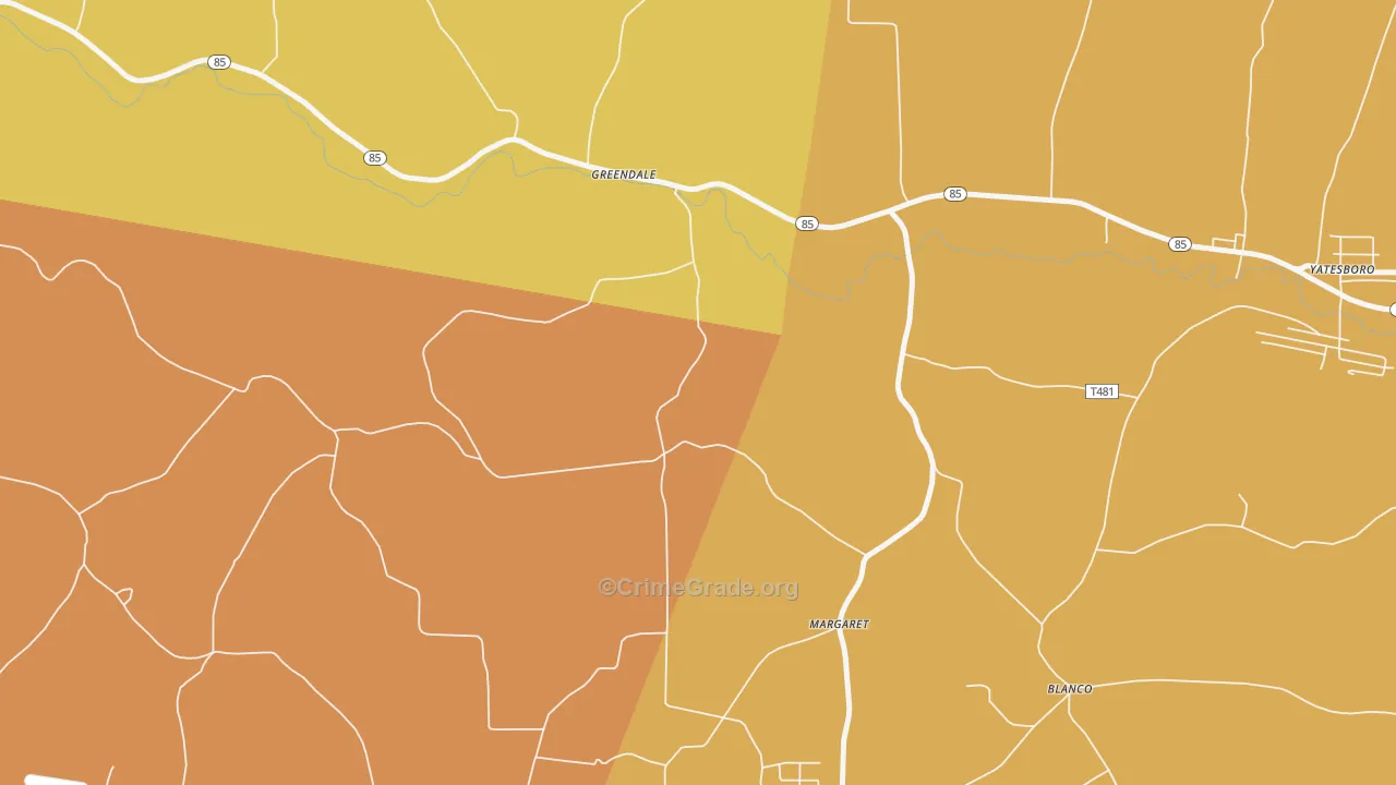 Margaret, PA Map of Robbery Rates