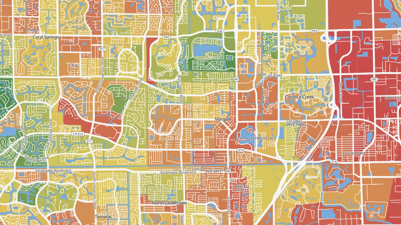 Margate, FL Map of Robbery Rates